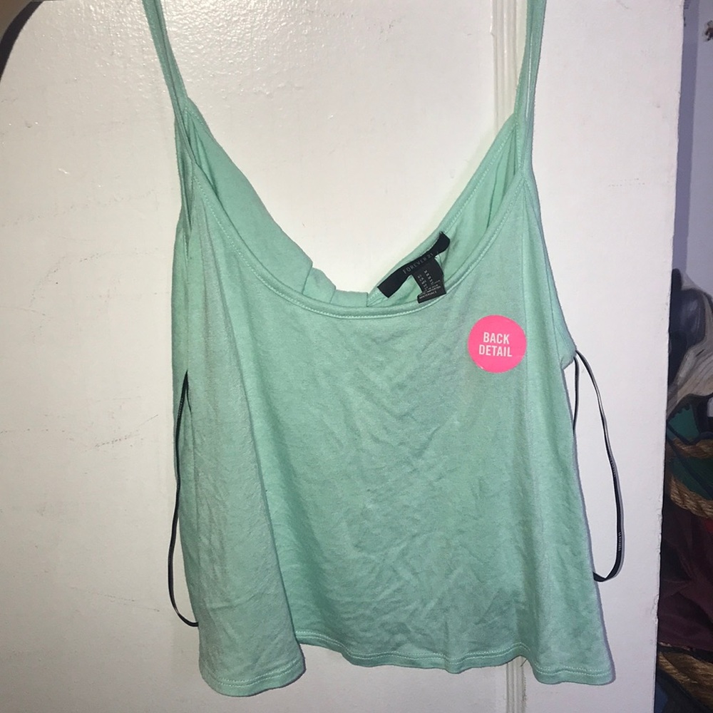 Teal crop top with back detail